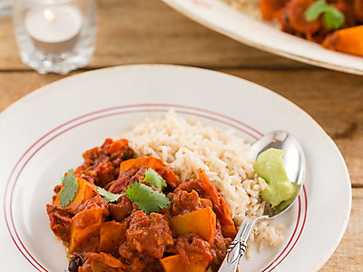 Mexicaanse pompoen-bonenschotel