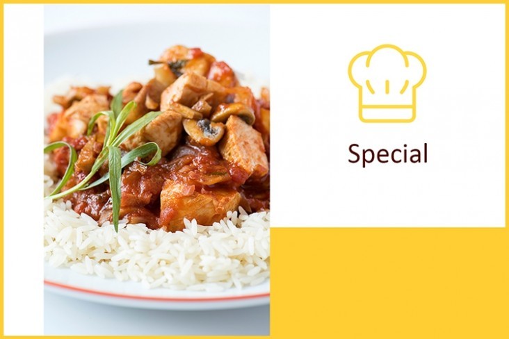 Stoofpot ‘Jagerskip’ met Spekblokjes, Champignons en Rijst